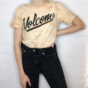 Volcom Tie Dye Graphic Skater Unisex Tee T-Shirt Yellow Gold Size Small